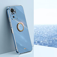 Custodia Silicone Ultra Sottile Morbida Cover con Magnetico Anello Supporto XL1 per Xiaomi Poco M5S Blu