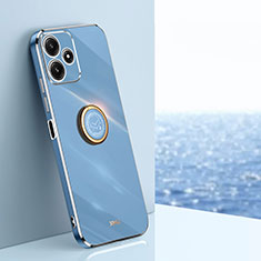 Custodia Silicone Ultra Sottile Morbida Cover con Magnetico Anello Supporto XL1 per Xiaomi Poco M6 Pro 5G Blu