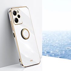 Custodia Silicone Ultra Sottile Morbida Cover con Magnetico Anello Supporto XL1 per Xiaomi Poco X5 Pro 5G Bianco