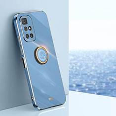 Custodia Silicone Ultra Sottile Morbida Cover con Magnetico Anello Supporto XL1 per Xiaomi Redmi 10 4G Blu