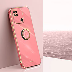 Custodia Silicone Ultra Sottile Morbida Cover con Magnetico Anello Supporto XL1 per Xiaomi Redmi 10 India Rosa Caldo