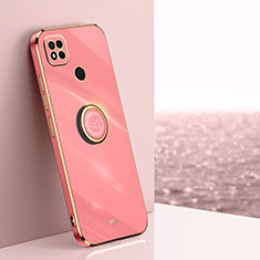 Custodia Silicone Ultra Sottile Morbida Cover con Magnetico Anello Supporto XL1 per Xiaomi Redmi 10A 4G Rosa Caldo