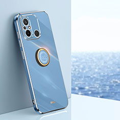 Custodia Silicone Ultra Sottile Morbida Cover con Magnetico Anello Supporto XL1 per Xiaomi Redmi 12C 4G Blu