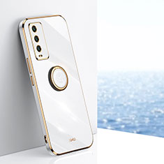 Custodia Silicone Ultra Sottile Morbida Cover con Magnetico Anello Supporto XL1 per Xiaomi Redmi 9T 4G Bianco