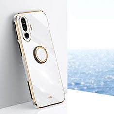 Custodia Silicone Ultra Sottile Morbida Cover con Magnetico Anello Supporto XL1 per Xiaomi Redmi K40 Gaming 5G Bianco