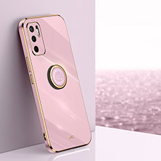 Custodia Silicone Ultra Sottile Morbida Cover con Magnetico Anello Supporto XL1 per Xiaomi Redmi Note 10 5G Rosa