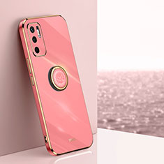 Custodia Silicone Ultra Sottile Morbida Cover con Magnetico Anello Supporto XL1 per Xiaomi Redmi Note 10 5G Rosa Caldo
