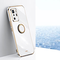 Custodia Silicone Ultra Sottile Morbida Cover con Magnetico Anello Supporto XL1 per Xiaomi Redmi Note 10 Pro 5G Bianco