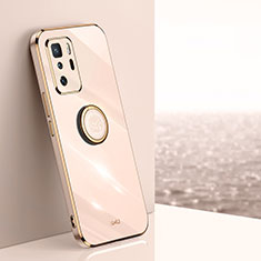 Custodia Silicone Ultra Sottile Morbida Cover con Magnetico Anello Supporto XL1 per Xiaomi Redmi Note 10 Pro 5G Oro