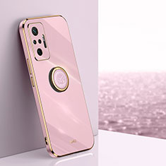 Custodia Silicone Ultra Sottile Morbida Cover con Magnetico Anello Supporto XL1 per Xiaomi Redmi Note 10 Pro Max Rosa