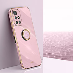 Custodia Silicone Ultra Sottile Morbida Cover con Magnetico Anello Supporto XL1 per Xiaomi Redmi Note 11 4G (2021) Rosa