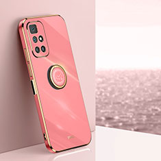 Custodia Silicone Ultra Sottile Morbida Cover con Magnetico Anello Supporto XL1 per Xiaomi Redmi Note 11 4G (2021) Rosa Caldo