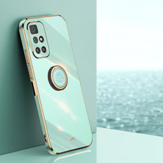 Custodia Silicone Ultra Sottile Morbida Cover con Magnetico Anello Supporto XL1 per Xiaomi Redmi Note 11 4G (2021) Verde