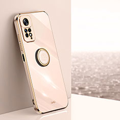 Custodia Silicone Ultra Sottile Morbida Cover con Magnetico Anello Supporto XL1 per Xiaomi Redmi Note 11 Pro 4G Oro