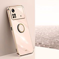 Custodia Silicone Ultra Sottile Morbida Cover con Magnetico Anello Supporto XL1 per Xiaomi Redmi Note 11E Pro 5G Oro