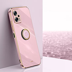 Custodia Silicone Ultra Sottile Morbida Cover con Magnetico Anello Supporto XL1 per Xiaomi Redmi Note 11T Pro 5G Rosa