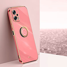 Custodia Silicone Ultra Sottile Morbida Cover con Magnetico Anello Supporto XL1 per Xiaomi Redmi Note 11T Pro+ Plus 5G Rosa Caldo