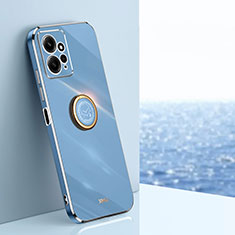 Custodia Silicone Ultra Sottile Morbida Cover con Magnetico Anello Supporto XL1 per Xiaomi Redmi Note 12 4G Blu