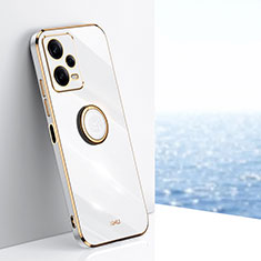 Custodia Silicone Ultra Sottile Morbida Cover con Magnetico Anello Supporto XL1 per Xiaomi Redmi Note 12 Explorer Bianco