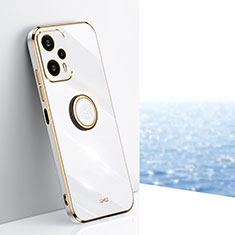 Custodia Silicone Ultra Sottile Morbida Cover con Magnetico Anello Supporto XL1 per Xiaomi Redmi Note 12 Turbo 5G Bianco