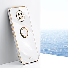 Custodia Silicone Ultra Sottile Morbida Cover con Magnetico Anello Supporto XL1 per Xiaomi Redmi Note 9 5G Bianco