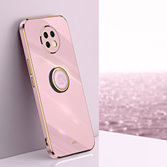 Custodia Silicone Ultra Sottile Morbida Cover con Magnetico Anello Supporto XL1 per Xiaomi Redmi Note 9 5G Rosa