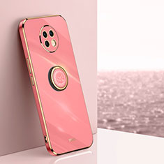 Custodia Silicone Ultra Sottile Morbida Cover con Magnetico Anello Supporto XL1 per Xiaomi Redmi Note 9 5G Rosa Caldo