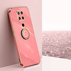 Custodia Silicone Ultra Sottile Morbida Cover con Magnetico Anello Supporto XL1 per Xiaomi Redmi Note 9 Rosa Caldo