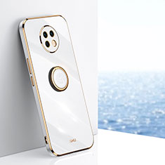 Custodia Silicone Ultra Sottile Morbida Cover con Magnetico Anello Supporto XL1 per Xiaomi Redmi Note 9T 5G Bianco