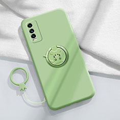 Custodia Silicone Ultra Sottile Morbida Cover con Magnetico Anello Supporto YK1 per Vivo Y12A Verde