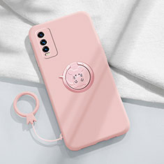 Custodia Silicone Ultra Sottile Morbida Cover con Magnetico Anello Supporto YK1 per Vivo Y12s (2021) Rosa