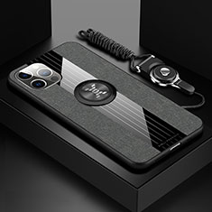 Custodia Silicone Ultra Sottile Morbida Cover con Magnetico Anello Supporto Z01 per Apple iPhone 13 Pro Max Grigio
