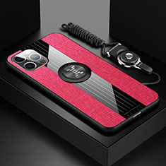 Custodia Silicone Ultra Sottile Morbida Cover con Magnetico Anello Supporto Z01 per Apple iPhone 13 Pro Max Rosso