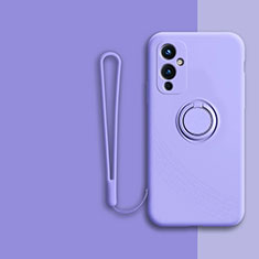 Custodia Silicone Ultra Sottile Morbida Cover con Magnetico Anello Supporto Z01 per OnePlus 9 5G Lavanda