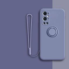 Custodia Silicone Ultra Sottile Morbida Cover con Magnetico Anello Supporto Z01 per OnePlus 9 Pro 5G Grigio Lavanda