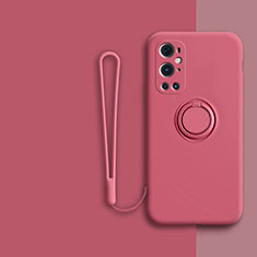 Custodia Silicone Ultra Sottile Morbida Cover con Magnetico Anello Supporto Z01 per OnePlus 9 Pro 5G Rosso