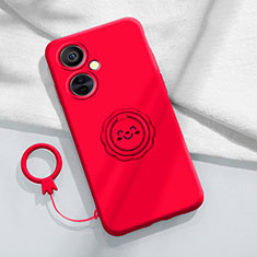 Custodia Silicone Ultra Sottile Morbida Cover con Magnetico Anello Supporto Z01 per OnePlus Nord N30 5G Rosso