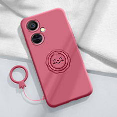 Custodia Silicone Ultra Sottile Morbida Cover con Magnetico Anello Supporto Z01 per Oppo K11x 5G Rosa Caldo