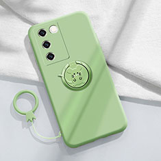 Custodia Silicone Ultra Sottile Morbida Cover con Magnetico Anello Supporto Z01 per Vivo V27 Pro 5G Verde