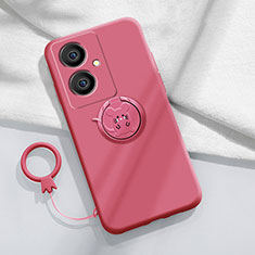 Custodia Silicone Ultra Sottile Morbida Cover con Magnetico Anello Supporto Z01 per Vivo Y78 5G Rosa Caldo