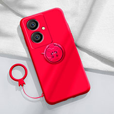 Custodia Silicone Ultra Sottile Morbida Cover con Magnetico Anello Supporto Z01 per Vivo Y78 Plus 5G Rosso