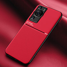 Custodia Silicone Ultra Sottile Morbida Cover con Magnetico per Huawei P60 Rosso