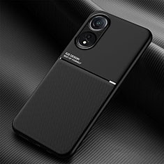 Custodia Silicone Ultra Sottile Morbida Cover con Magnetico per Oppo A58 4G Nero