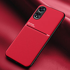 Custodia Silicone Ultra Sottile Morbida Cover con Magnetico per Oppo A58 5G Rosso