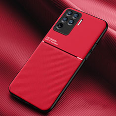 Custodia Silicone Ultra Sottile Morbida Cover con Magnetico per Oppo Reno5 F Rosso