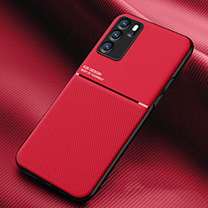 Custodia Silicone Ultra Sottile Morbida Cover con Magnetico per Oppo Reno6 Pro 5G India Rosso