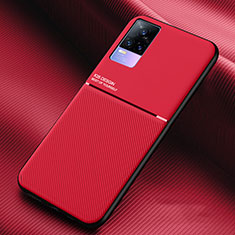 Custodia Silicone Ultra Sottile Morbida Cover con Magnetico per Vivo V21e 4G Rosso