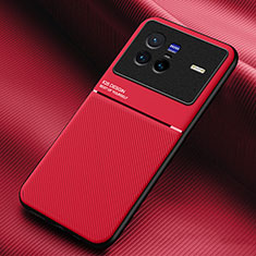 Custodia Silicone Ultra Sottile Morbida Cover con Magnetico per Vivo X80 5G Rosso