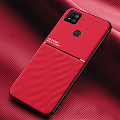 Custodia Silicone Ultra Sottile Morbida Cover con Magnetico per Xiaomi Redmi 9 Activ Rosso