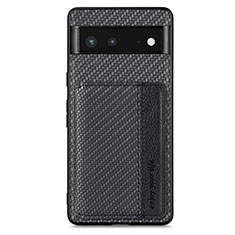 Custodia Silicone Ultra Sottile Morbida Cover con Magnetico S01D per Google Pixel 6 5G Nero